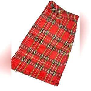 Plaid Denim Mini Skirt